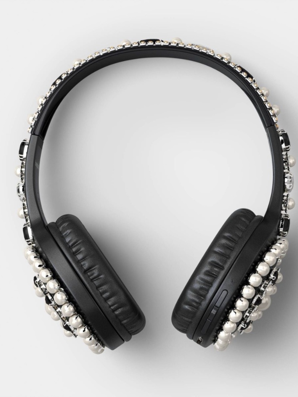 Pearl Studded Headphones-Black